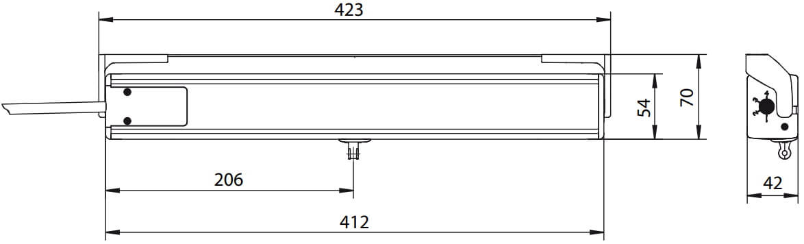 Размерный чертеж – цепной электропривод E 740